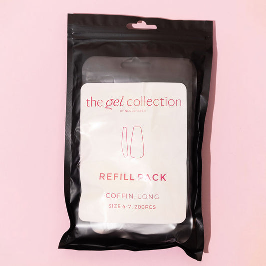Soft Gel Press On Tipper Refill Pack • Coffin Long (200 pcs) • The Gel Collection
