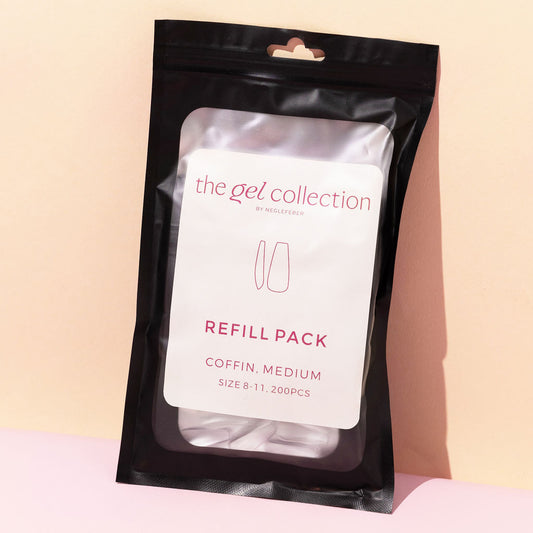 Soft Gel Press On Tipper Refill Pack • Coffin Medium (200 pcs) • The Gel Collection