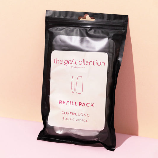 Soft Gel Press On Tipper Refill Pack • Coffin Long (200 pcs) • The Gel Collection